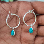 Turquoise Sterling Silver Handmade Earring | Turquoise Stone | Circle Shape | Silver Earrings | Boho Earrings Gift for Her