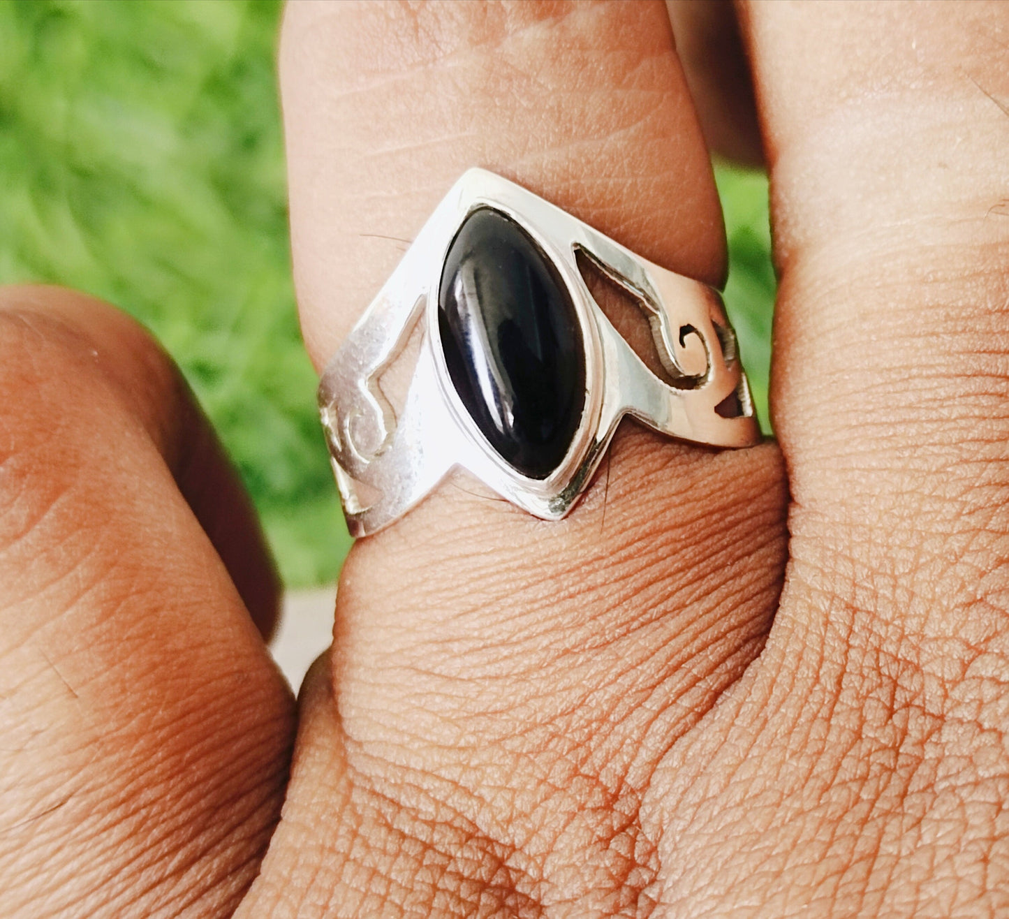 Black onyx stacking silver ring , boho silver ring , sterling silver ring , black onyx, stacking ring , silver ring, boho ring best seller