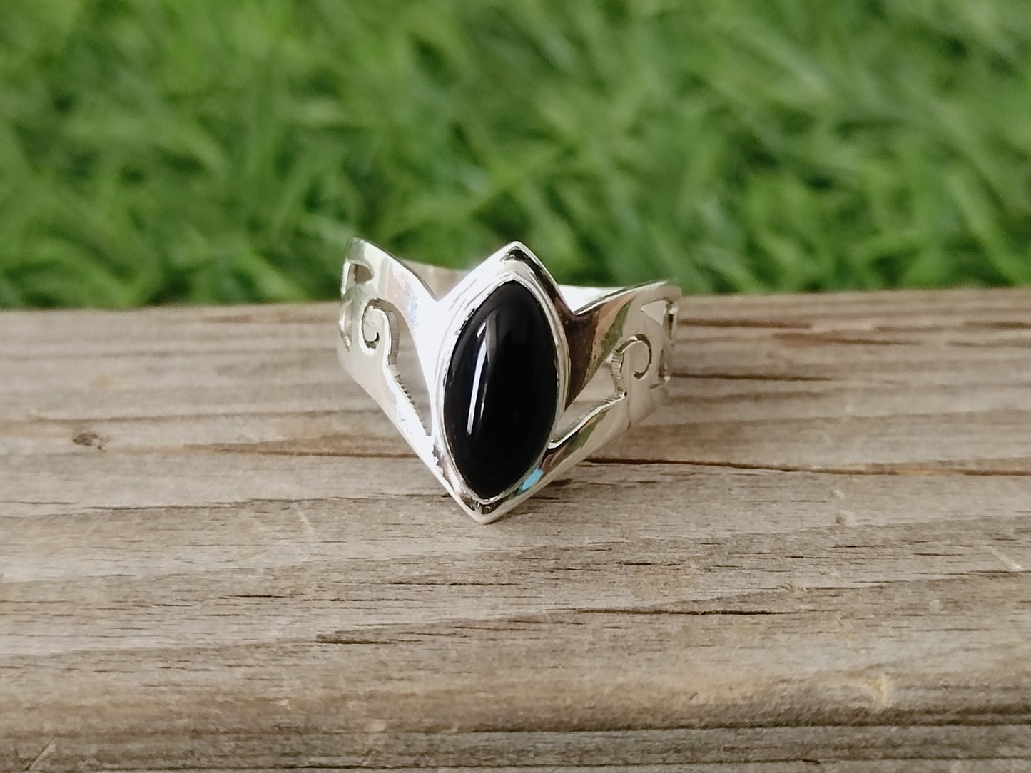 Black onyx stacking silver ring , boho silver ring , sterling silver ring , black onyx, stacking ring , silver ring, boho ring best seller