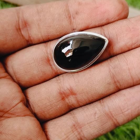 Boho Statement Ring - Black Onyx Stone Sterling Silver Ring - Hand Crafted Bohemian Ring -Bohemian Ring -Black Onyx Ring - Rings - Gift for