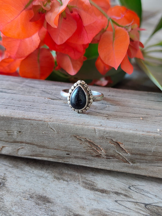 Boho Statement Ring -Blue Gold Stone Sterling Silver Ring - Hand Crafted Bohemian Ring -Bohemian Ring -Blue Gold Stone Ring-Rings - Gift for
