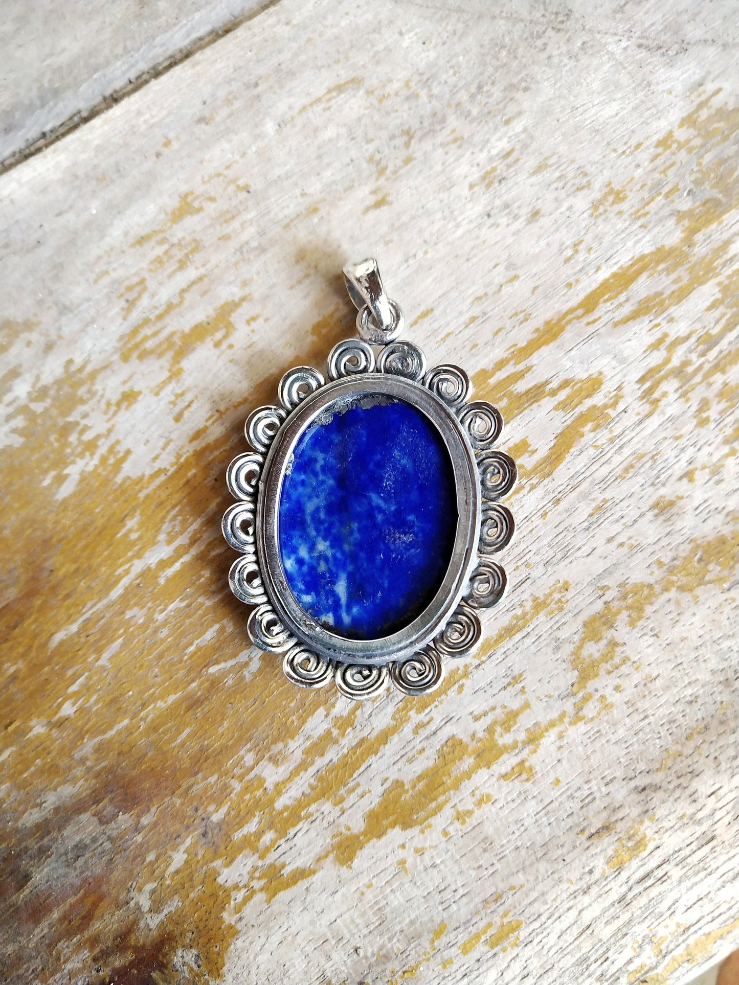 Lapis Pendant in Solid 925-Sterling Silver | Gorgeous Handmade Carved Lapis Pendant | Boho Pendant Gift for Her minimalist summer jewelry