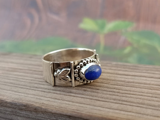 Lapis Lazuli Stone  Band Ring , Sterling Silver Band ring , Unique Band Silver ring ,Handmade silver Ring ,Bohemian Band ,band , silver ring