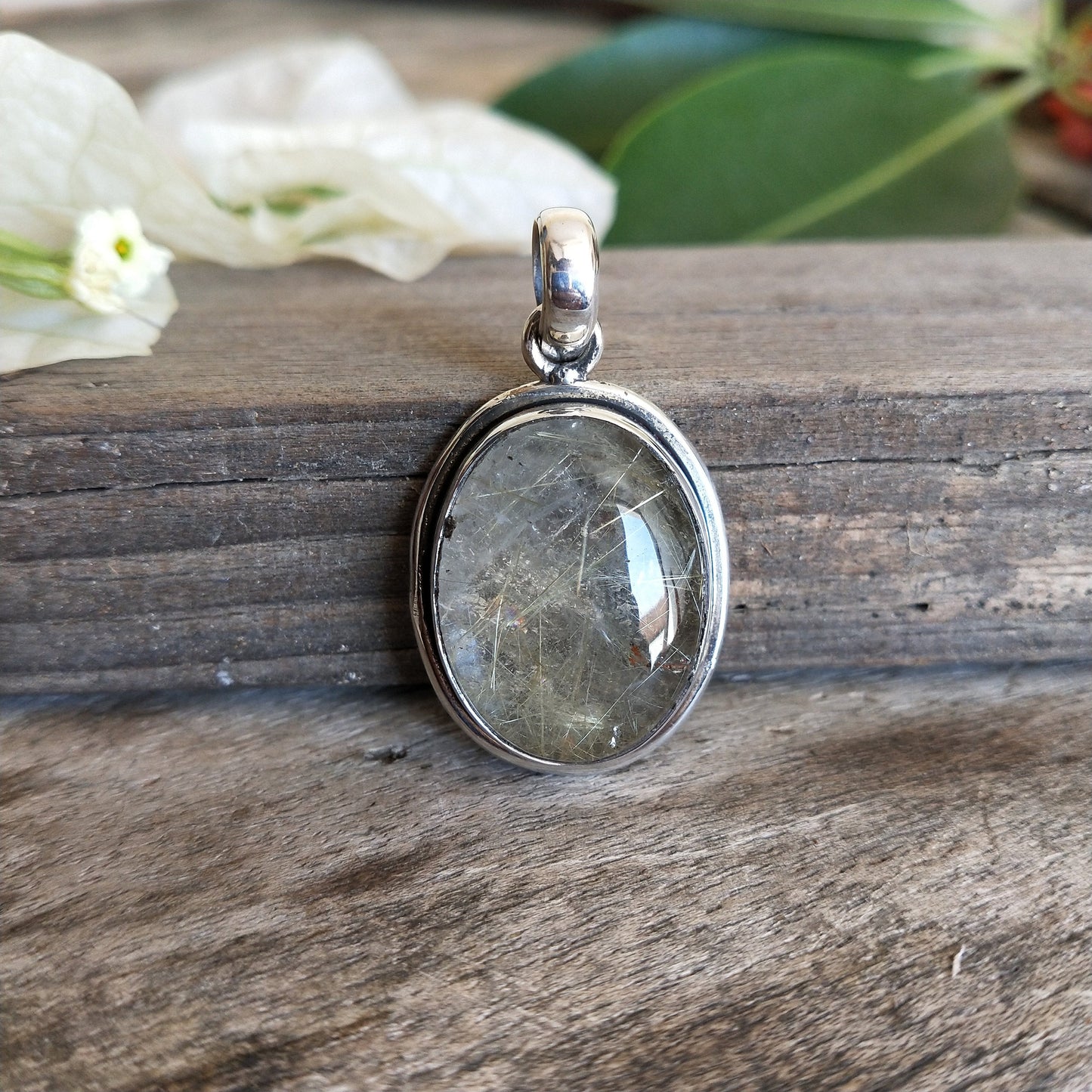 Golden Rutile Quartz  Silver Pendant | 925 sterling silver pendant , Boho Silver Pendant Golden Rutile Pendant | Boho Pendant Gift for Her