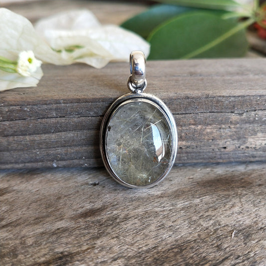 Golden Rutile Quartz  Silver Pendant | 925 sterling silver pendant , Boho Silver Pendant Golden Rutile Pendant | Boho Pendant Gift for Her