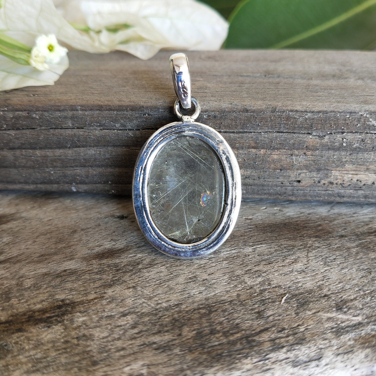 Golden Rutile Quartz  Silver Pendant | 925 sterling silver pendant , Boho Silver Pendant Golden Rutile Pendant | Boho Pendant Gift for Her