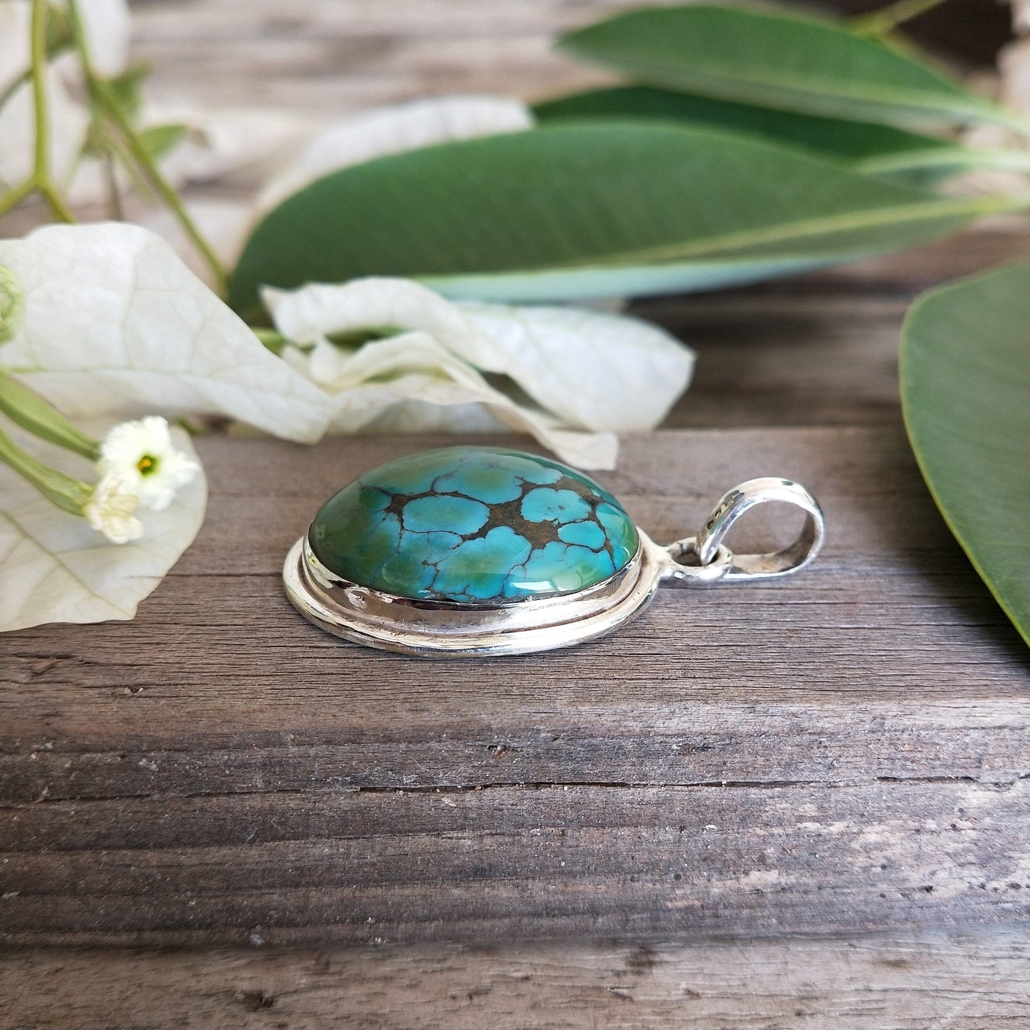 Composite Turquoise Gemstone Silver Pendant , 925 Sterling Silver Pendant ,Boho Silver Pendant , Turquoise Silver pendant,925 silver Pendant