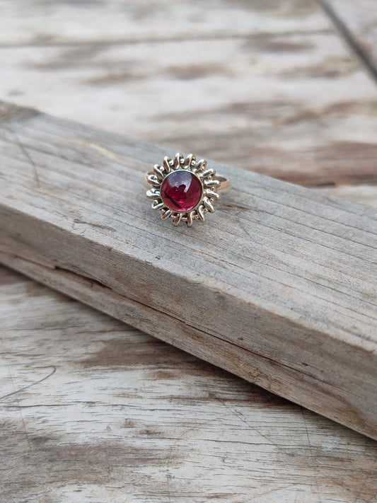 Boho Statement Ring - Garnet Sterling Silver Ring - Hand Crafted Bohemian Ring-Bohemian Ring - Garnet Rings -Gift for