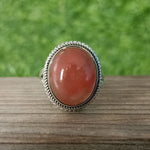 Strawberry Chalcedony Ring -925 Sterling Silver Ring - Hand Crafted Bohemian Ring- Strawberry Chalcedony Cabochon Ring- Rings -Gifts for her