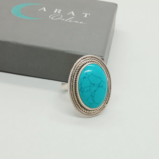Boho Statement Ring - Turquoise Sterling Silver Ring - Hand Crafted Bohemian Ring-Bohemian Ring - Turquoise  - Rings -Gift for her