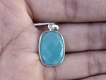 Handmade Aqua Calci Pendant of Solid 925 Sterling Silver, Beautiful Aqua Calci Pendant, Boho Pendant Gift for her- Blue Pendant