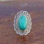 Boho Statement Ring - Turquoise Sterling Silver Ring - Hand Crafted Bohemian Ring-Bohemian Ring - Turquoise  - Rings -Gift for