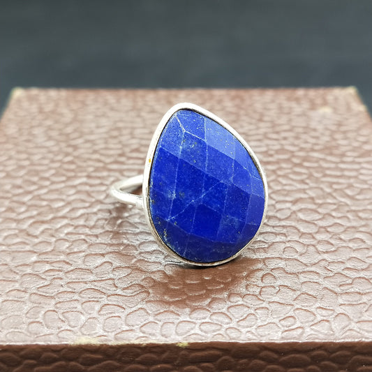 Boho Statement Ring - Lapis Lazuli 925 Sterling Silver Ring, Silver rings,Bohemian Ring - Lapis Ring- Rings - Gift for her, anniversary gift