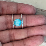 Natural Larimar top quality Stone ring - Cabochon ring - 925 sterling silver ring - larimar ring  - wedding Rings - silver rings- gifts
