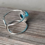 Natural Larimar top quality Stone ring - Cabochon ring - 925 sterling silver ring - larimar ring  - wedding Rings - silver rings- gifts