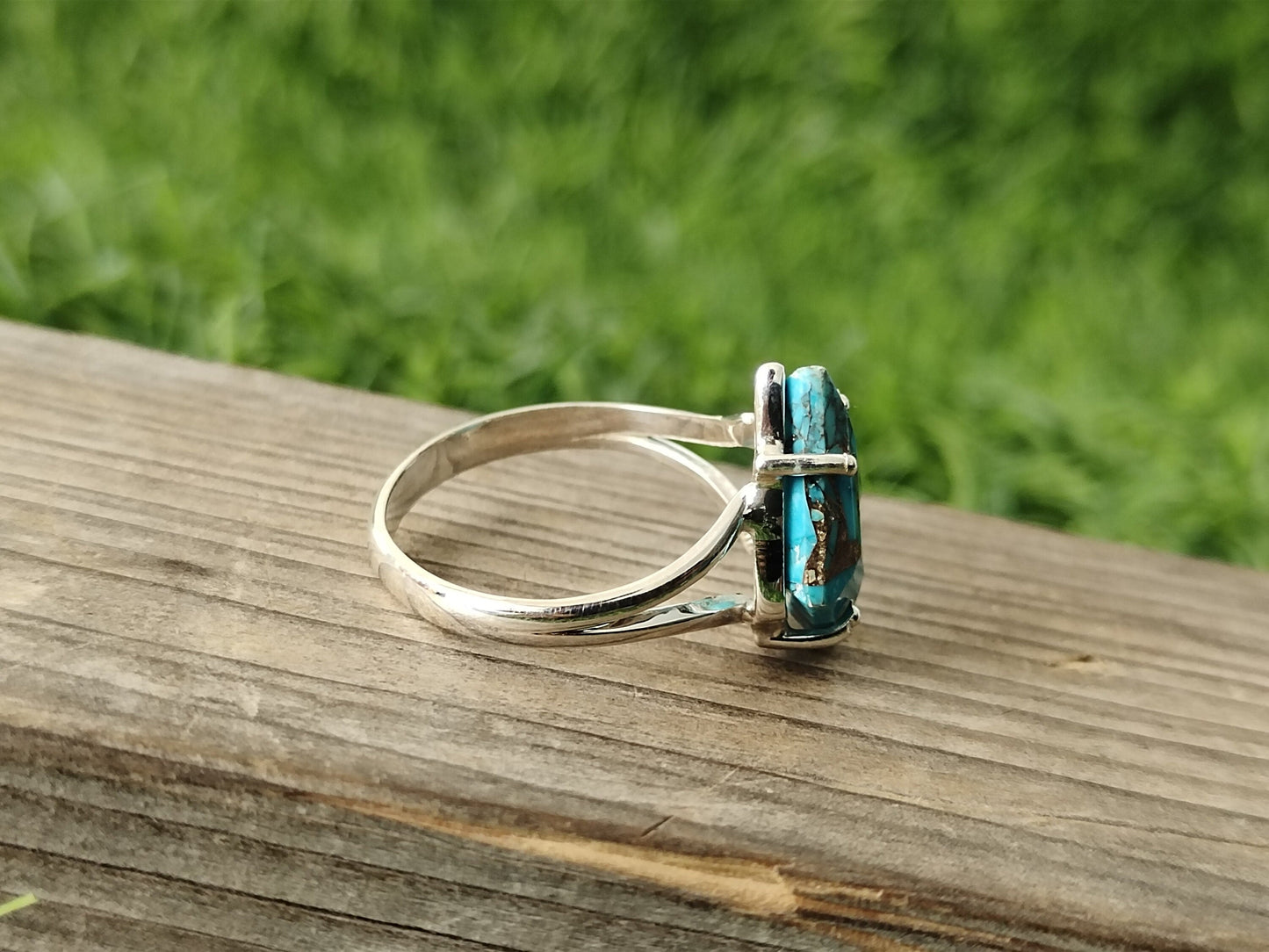 composite Turquoise  Gemstone Boho  Ring - 925 Sterling Silver Ring - Turquoise  Ring - Bohemian Ring - Turquoise ring- Rings - Gift for