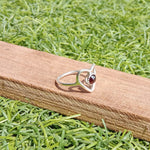 Heart Shape Boho Statement Ring - Garnet Sterling Silver Ring -  - Hand Crafted Bohemian Ring-Bohemian Ring- Garnet Ring- gift for Her