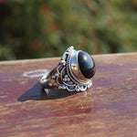 Boho Statement Ring -Black Onyx Stone  Sterling Silver Ring - Hand Crafted Bohemian Ring - Bohemia Black Onyx stone Ring - Rings - Gift for