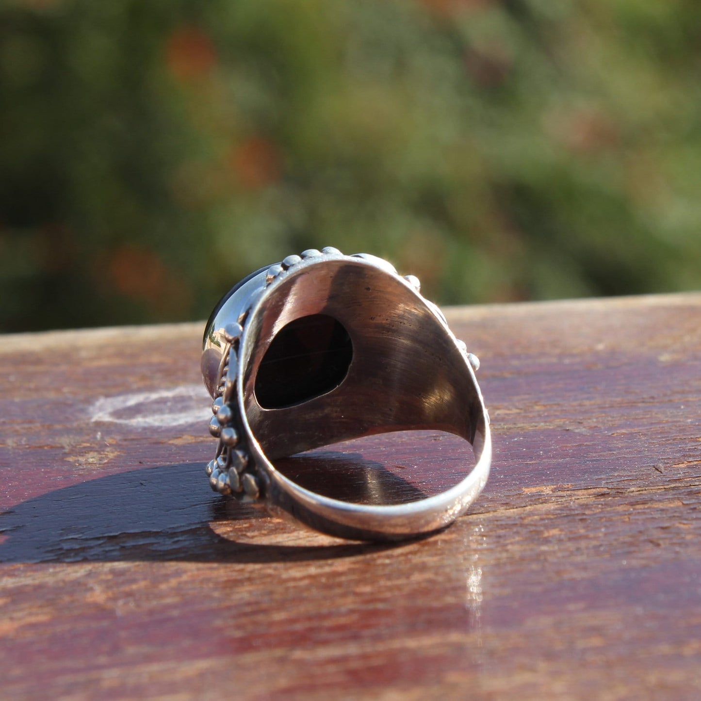 Boho Statement Ring -Black Onyx Stone  Sterling Silver Ring - Hand Crafted Bohemian Ring - Bohemia Black Onyx stone Ring - Rings - Gift for