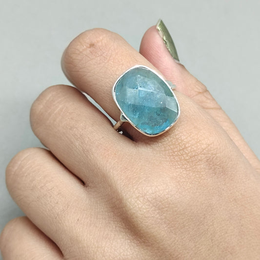 Aquamarine Ring , sterling Silver Ring , handmade ring, march birthstone , 925 Silver gemstone ring , Gift for her, aquamarine stone