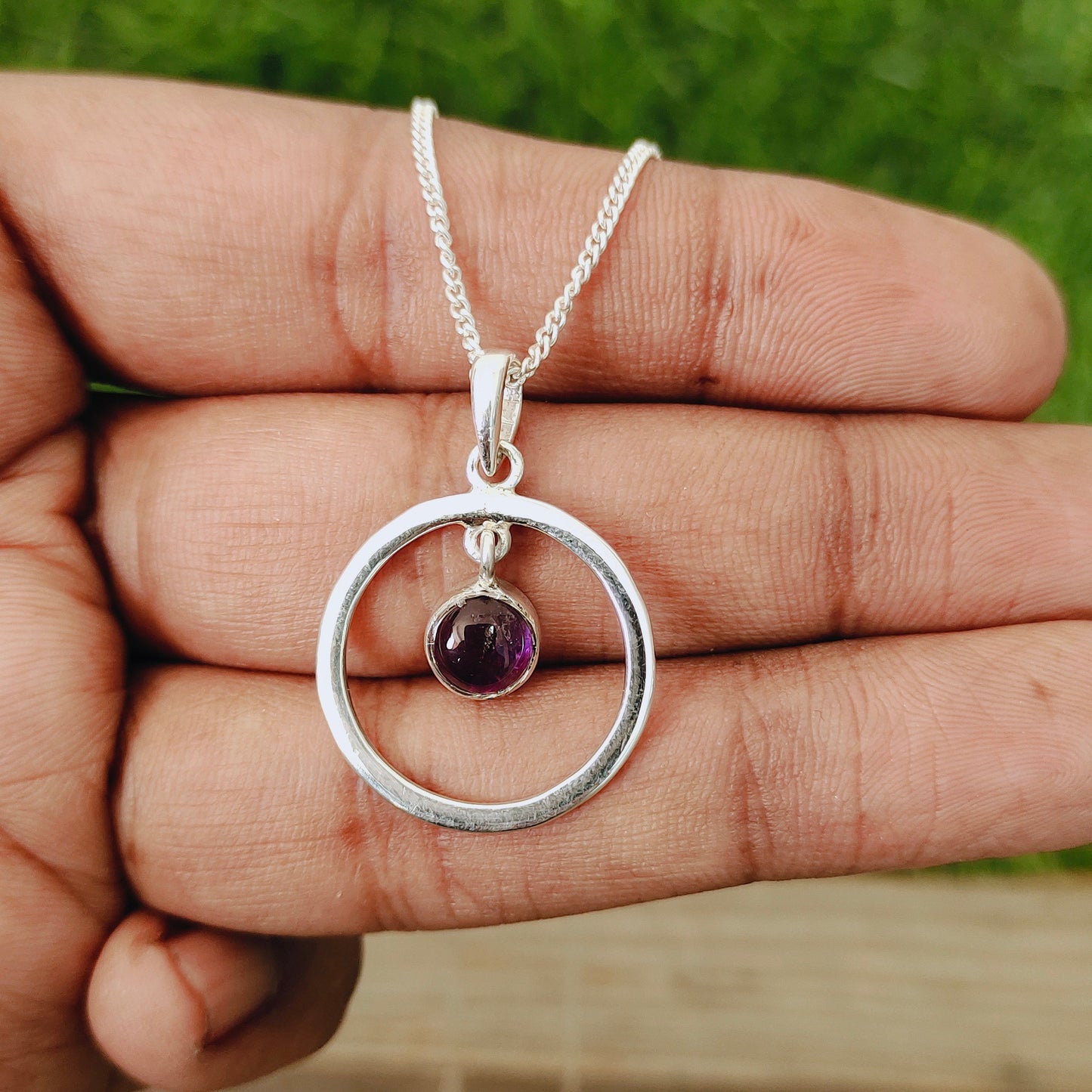 Natural Gemstone Amethyst Necklace in Solid 925-Sterling Silver | Gorgeous Handmade  Amethyst  Pendant | Boho Pendant Gift for Her