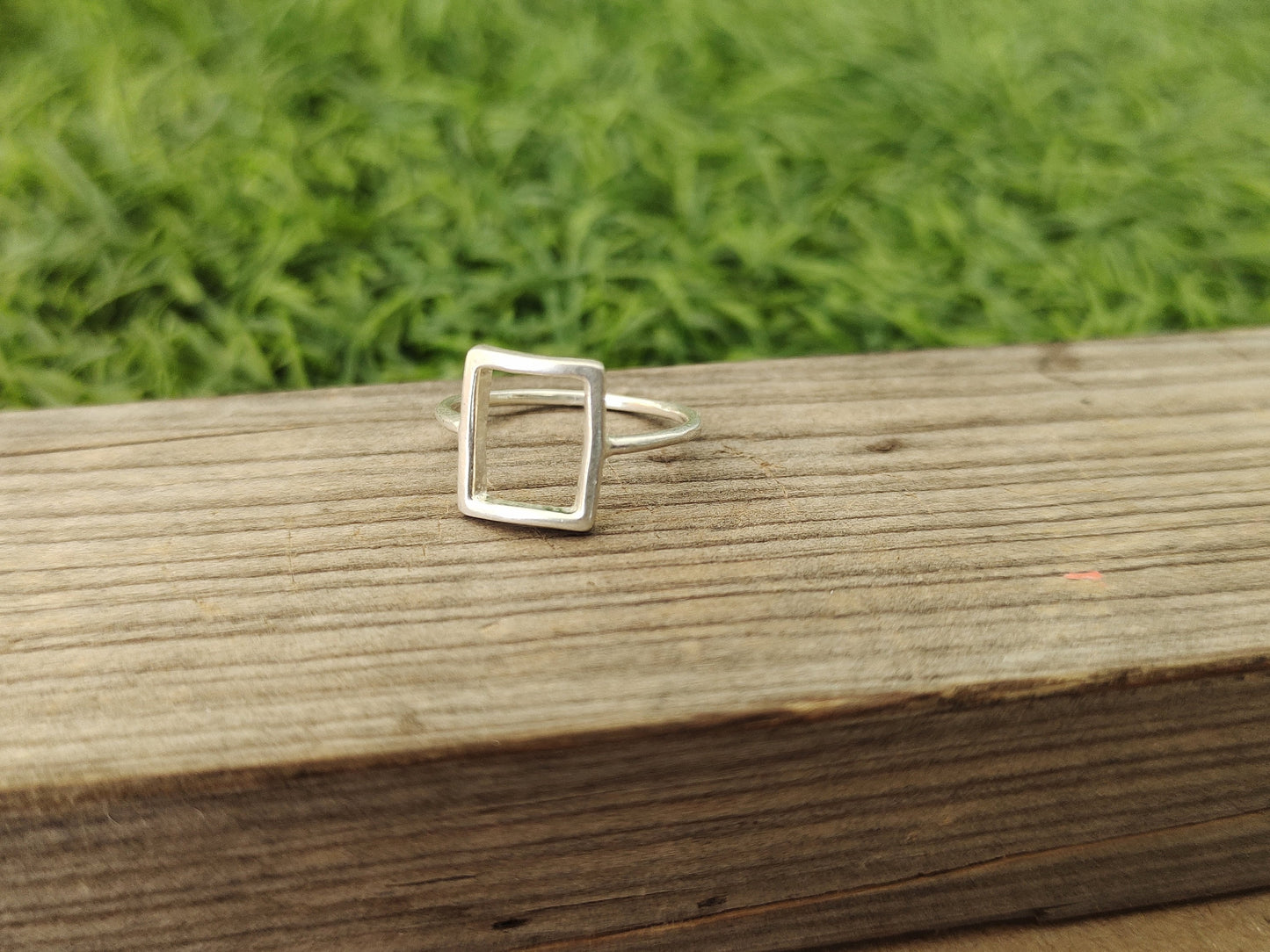 Square Stacking sterling silver Band , handmade silver Band , stacking silver ring , charm silver ring , handcrafted boho ring