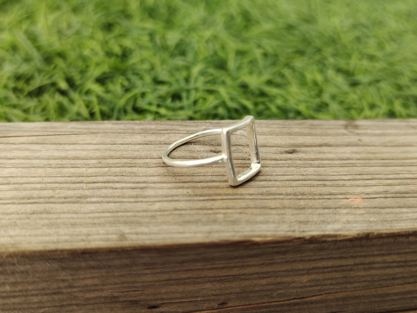 Square Stacking sterling silver Band , handmade silver Band , stacking silver ring , charm silver ring , handcrafted boho ring