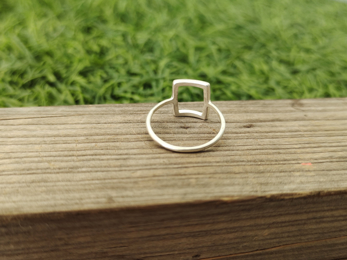 Square Stacking sterling silver Band , handmade silver Band , stacking silver ring , charm silver ring , handcrafted boho ring