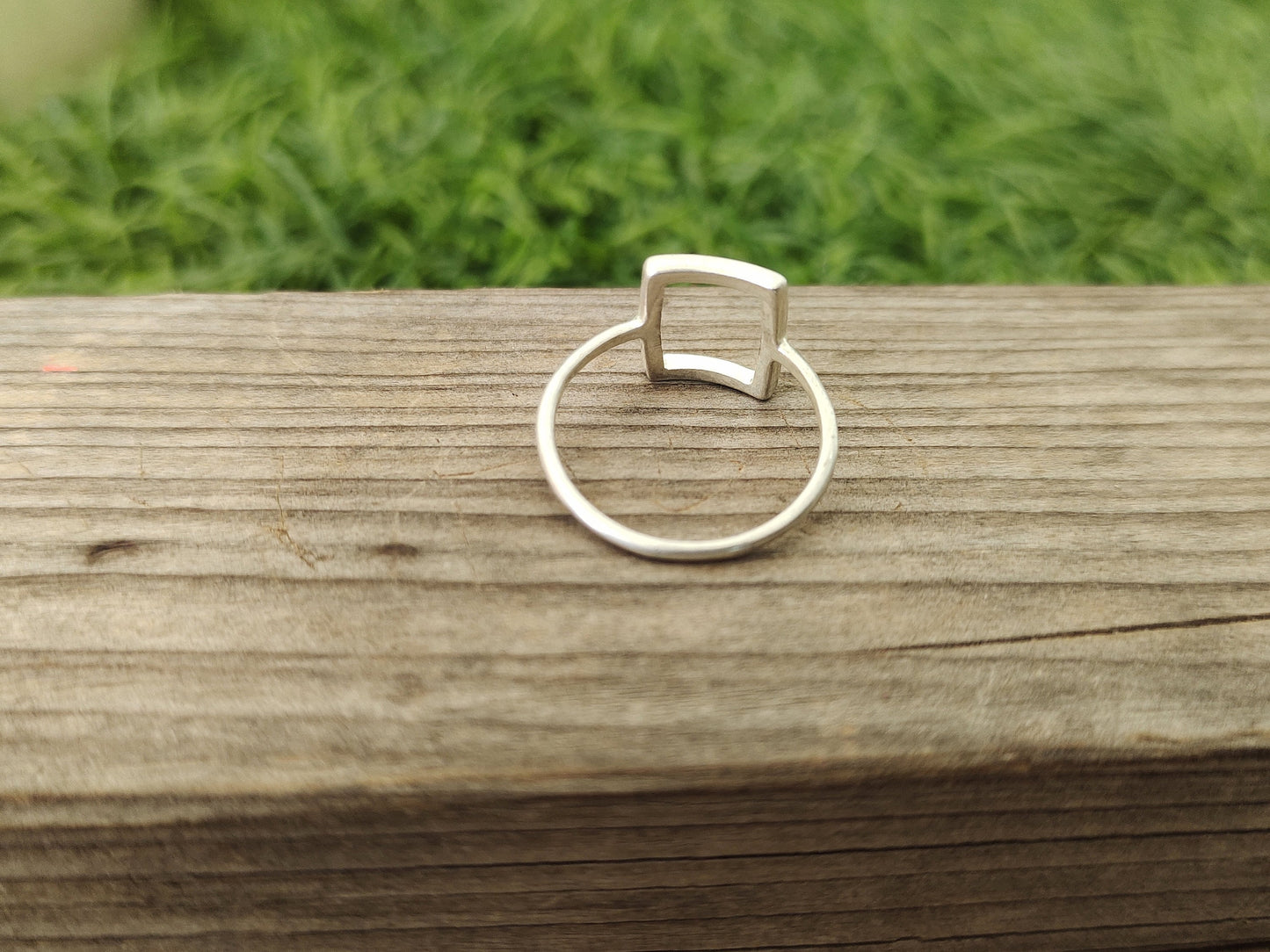 Square Stacking sterling silver Band , handmade silver Band , stacking silver ring , charm silver ring , handcrafted boho ring