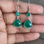 Green onyx sterling silver earrings , handmade silver earrings , dainty earrings , silver earrings , silver jewelry , Christmas gift