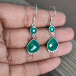 Green onyx sterling silver earrings , handmade silver earrings , dainty earrings , silver earrings , silver jewelry , Christmas gift