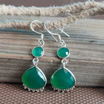 Green onyx sterling silver earrings , handmade silver earrings , dainty earrings , silver earrings , silver jewelry , Christmas gift