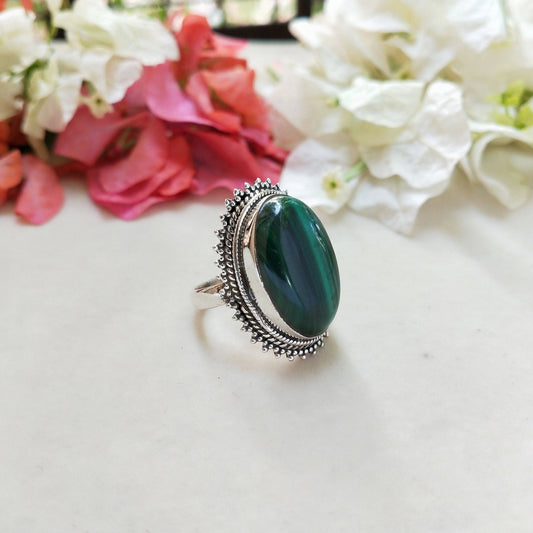 Malachite Sterling Silver Ring , 925 Silver boho ring , Malachite gemstone ring , Boho ring , Anniversary gift , Gifts for her , Gifts