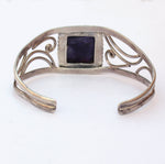 Boho Cuff Bracelet | Solid 925-Sterling Silver with Charoite Square Stone | Handmade Design Bracelet | Women Boho Jewelry | Gift for Her