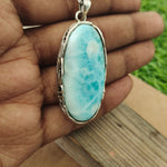 Larimar stone Beautiful designed necklace , handmade Beautiful  pendant , Larimar pendant , natural larimar stone pendant , design pendant