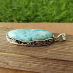 Larimar stone Beautiful designed necklace , handmade Beautiful  pendant , Larimar pendant , natural larimar stone pendant , design pendant