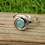 Aqua Calcy Boho Statement Ring - Aqua Calcy Silver Ring - Hand Crafted Bohemian Ring- Bohemian Ring - Sizable Ring - Rings - Gifts for her