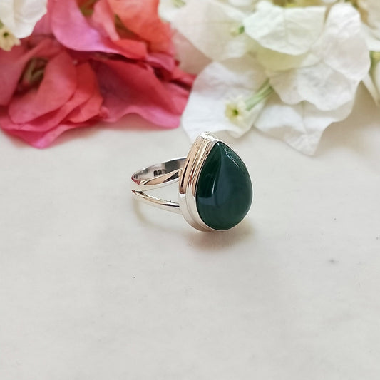 Malachite Gemstone Ring - 925 Sterling Silver Ring ,Boho Ring , Anniversary gift , Silver ring, Malachite Ring, Gifts For her, Gifts