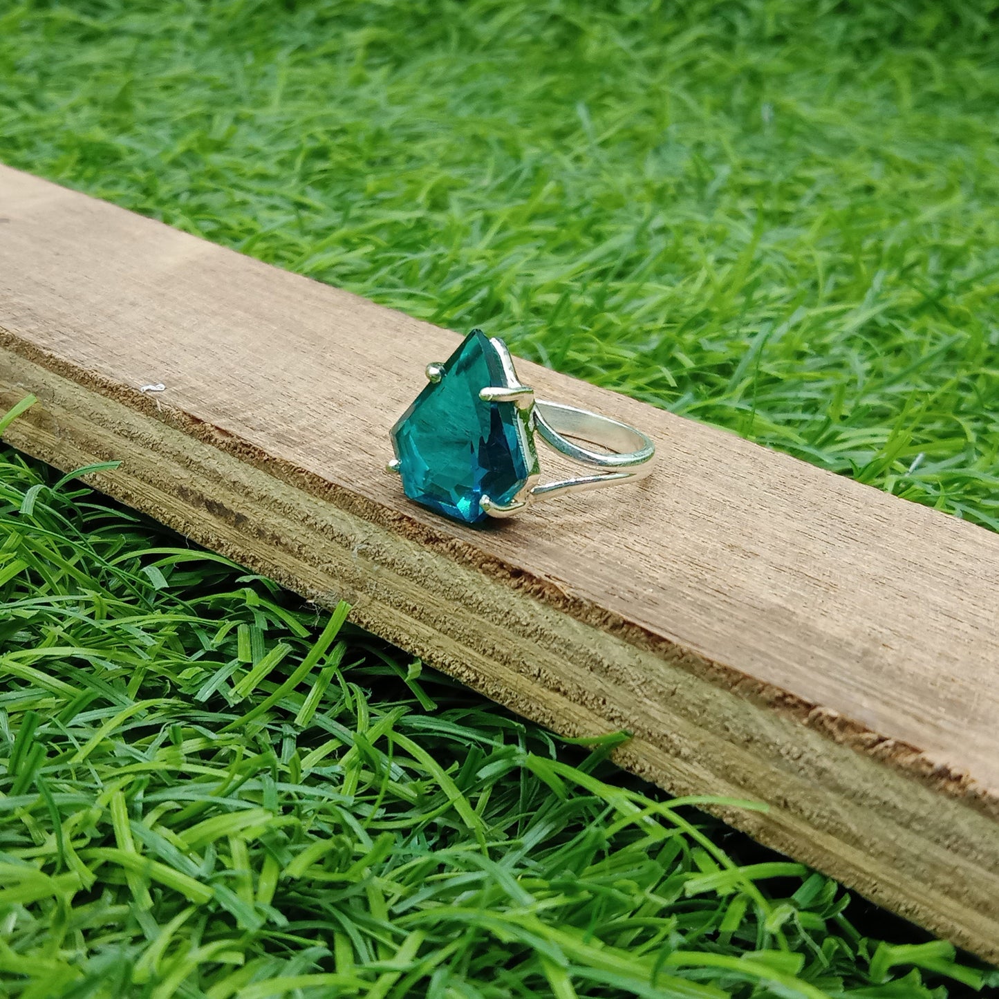 Blue Sapphire Glass Stone Ring, Glass Stone, September Ring, 925 Sterling Silver Ring, Dainty Ring, Minimalist Ring, Ring for Girls,