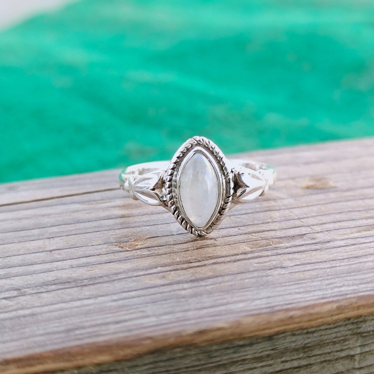 Boho  Ring - Rainbow Moonstone Sterling Silver Ring - Hand Crafted Bohemian Ring-Bohemian Ring - Rainbow Moonstone  - Rings -Gift for her