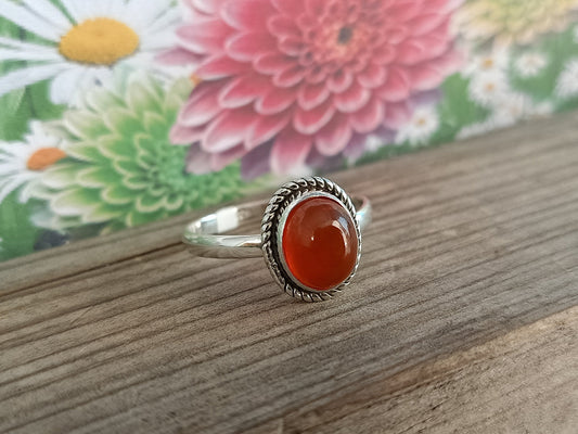 Boho Statement Ring| Orange Calcidony Sterling Silver Ring | Hand Crafted Bohemian Ring | Boho Ring | Orange Calcidony Ring | Rings for Gift