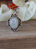 Boho  Ring - Rainbow Moonstone Sterling Silver Ring - Hand Crafted Bohemian Ring-Bohemian Ring - Rainbow Moonstone  - Rings -Gift for her