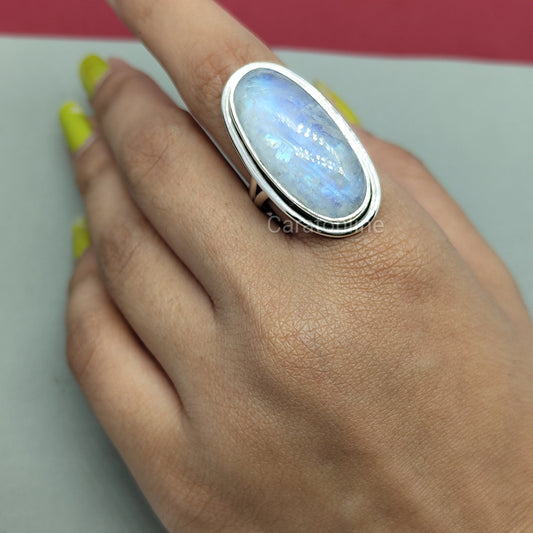 Moonstone 925 Sterling silver ring, wedding Ring, free shipping, personalized gifts, Rainbow Moonstone Sterling Silver Ring, Gift for her