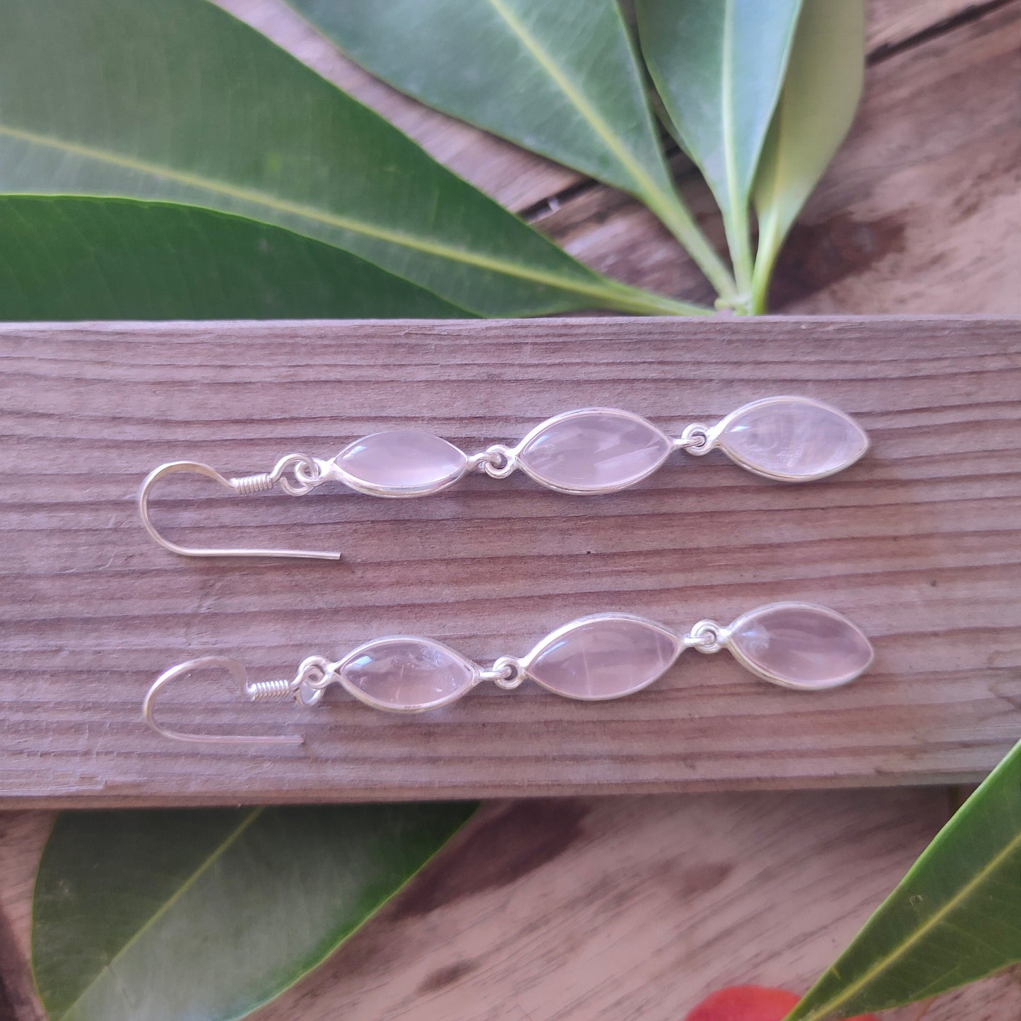 Rose Quartz 925 Sterling Silver Handmade Earring Rose Quartz Marquise Shape Silver Earrings  Boho Earrings Gift for Her