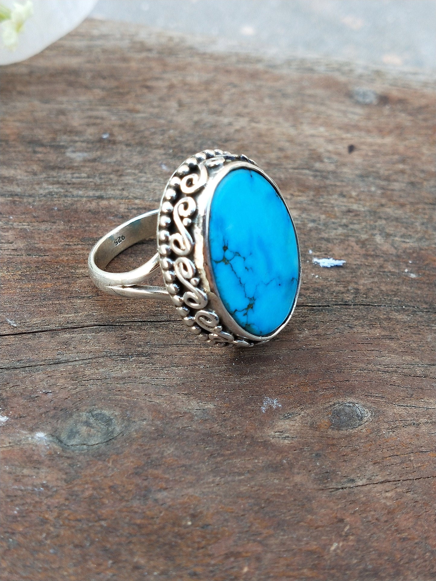 Turquoise  Gemstone Boho  Ring - 925 Sterling Silver Ring - Turquoise Bohemian Ring - Bohemian Ring - handmade ring  Rings - Gift for -Ring