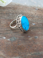 Turquoise  Gemstone Boho  Ring - 925 Sterling Silver Ring - Turquoise Bohemian Ring - Bohemian Ring - handmade ring  Rings - Gift for -Ring