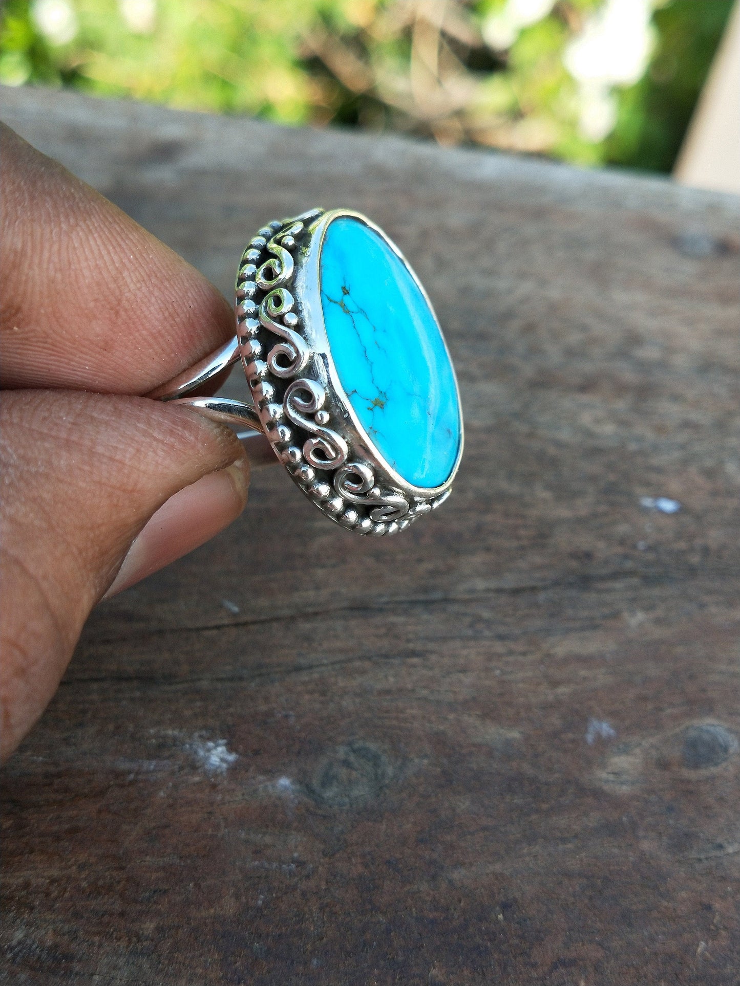 Turquoise  Gemstone Boho  Ring - 925 Sterling Silver Ring - Turquoise Bohemian Ring - Bohemian Ring - handmade ring  Rings - Gift for -Ring