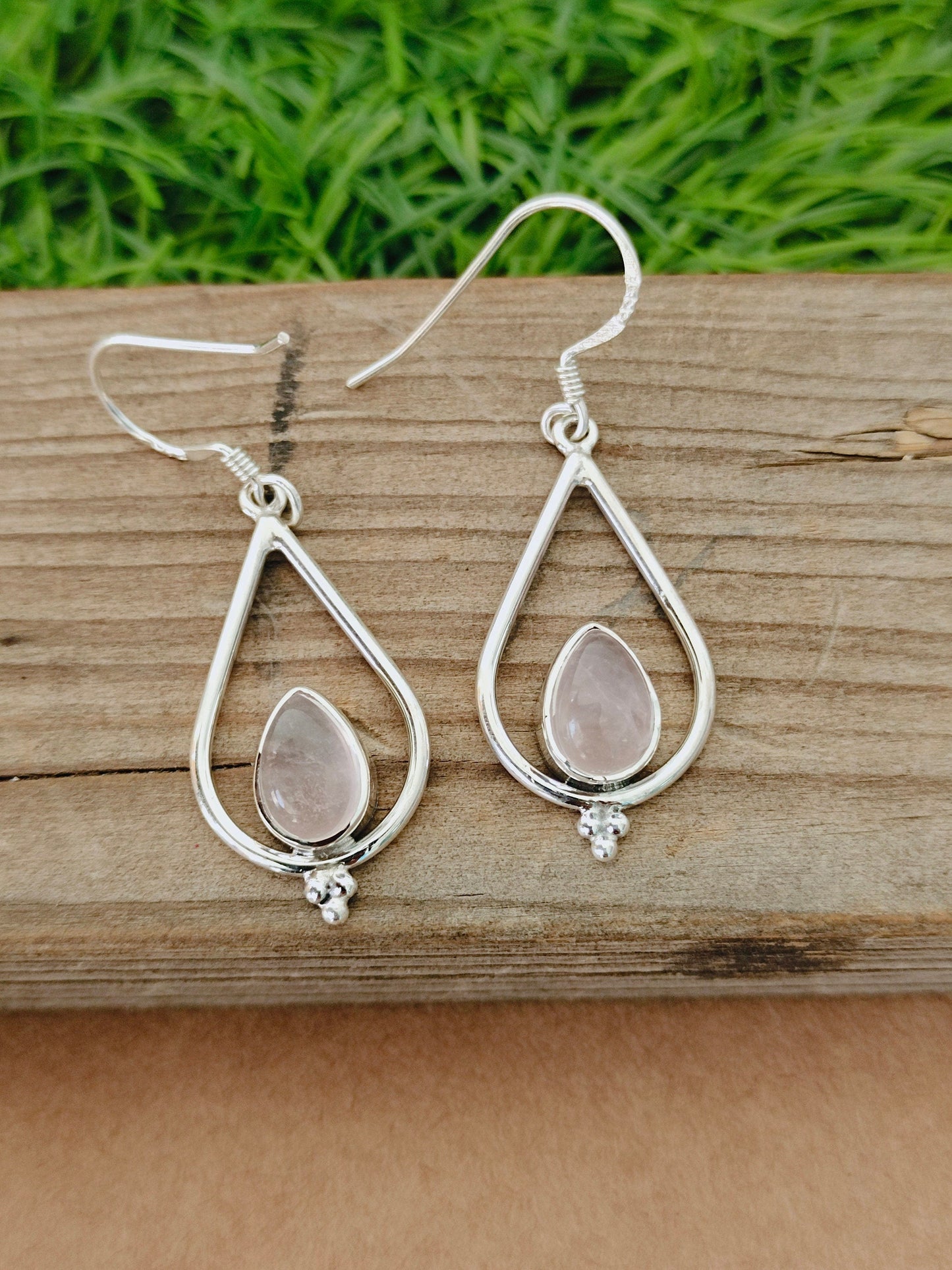 Rose Quartz  925 Sterling Silver Handmade Earring Rose Quartz Pear  Shape Silver Earrings Boho Earrings Gift for Her Earrings free shipping