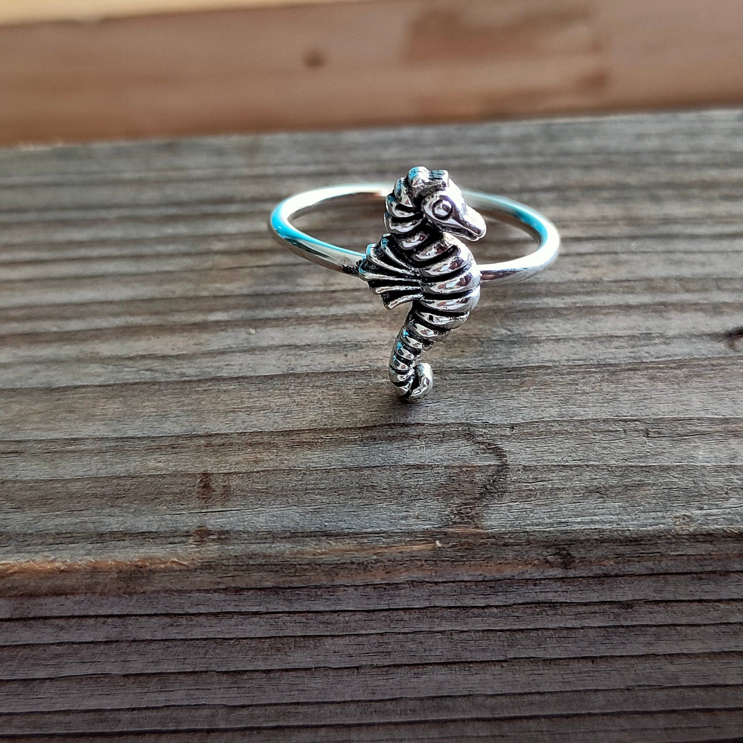 Sea horse sterling silver ring , handmade silver ring , stacking silver ring , charm silver ring , handcrafted boho ring , silver ring ,ring