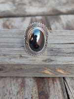 Boho Statement Ring - Hematite Sterling Silver Ring - Hand Crafted Bohemian Ring-Bohemian Ring - Hematite Rings -Gift for